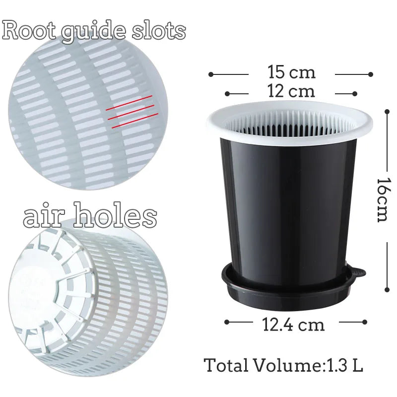 pots fleurs modernes blancs double couche transparents grille dimensions 12cm 16cm