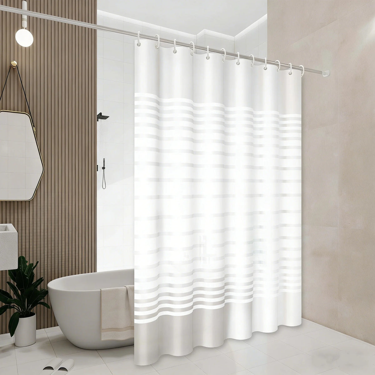 rideau douche moderne blanc rayures horizontales opacité ourlet standard éva relief respectueux environnement