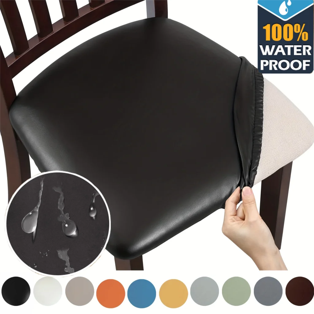 housse siège chaise moderne simili cuir texturé noir blanc beige orange bleu marron gris