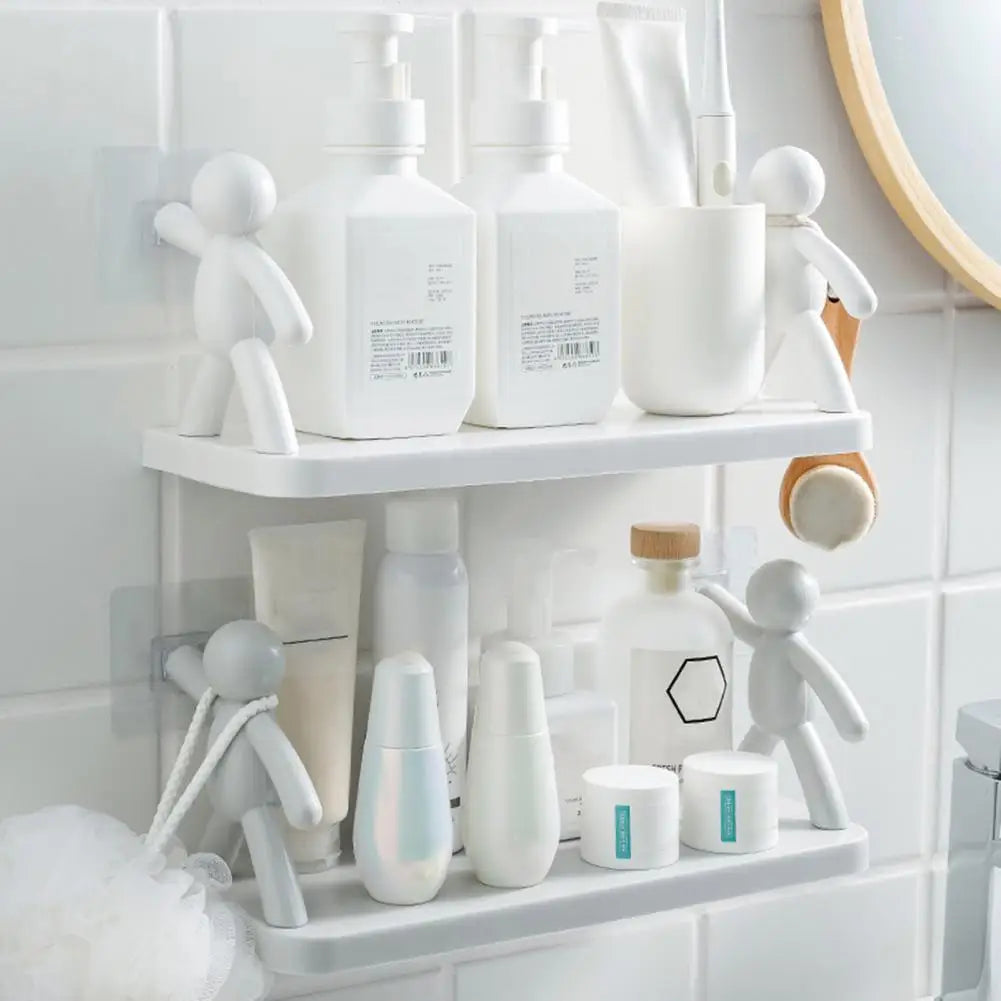 support mural blanc minimaliste figurines personnes rangement cuisine toilette adhésif respectueux environnement unique