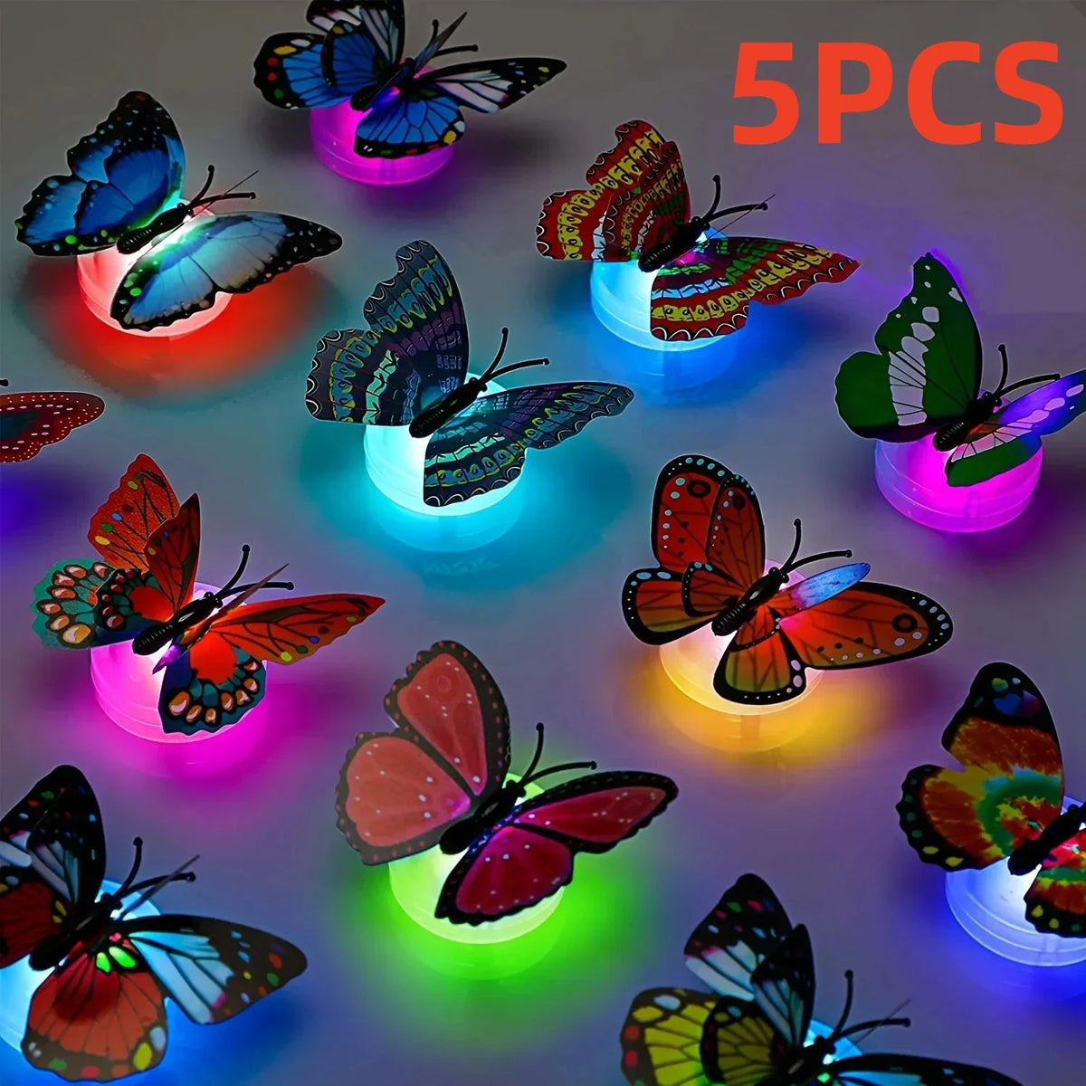 veilleuses led papillons multicolores brillants adhésifs modernes extérieures intérieures 10pcs 5pcs random color