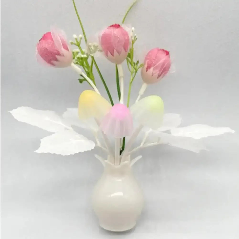 lampe nuit led blanc rose vert jaune bleu fleurs artificielles moderne adhésif interrupteur câble