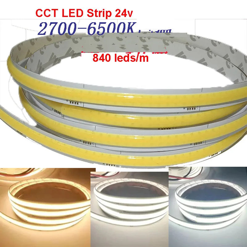 ruban led flexible double couleur blanc jaune moderne 24v dimmable 50000h cct