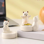 bougeoir céramique chat blanc décoration intérieure mignonne ambiance chaleureuse poétique