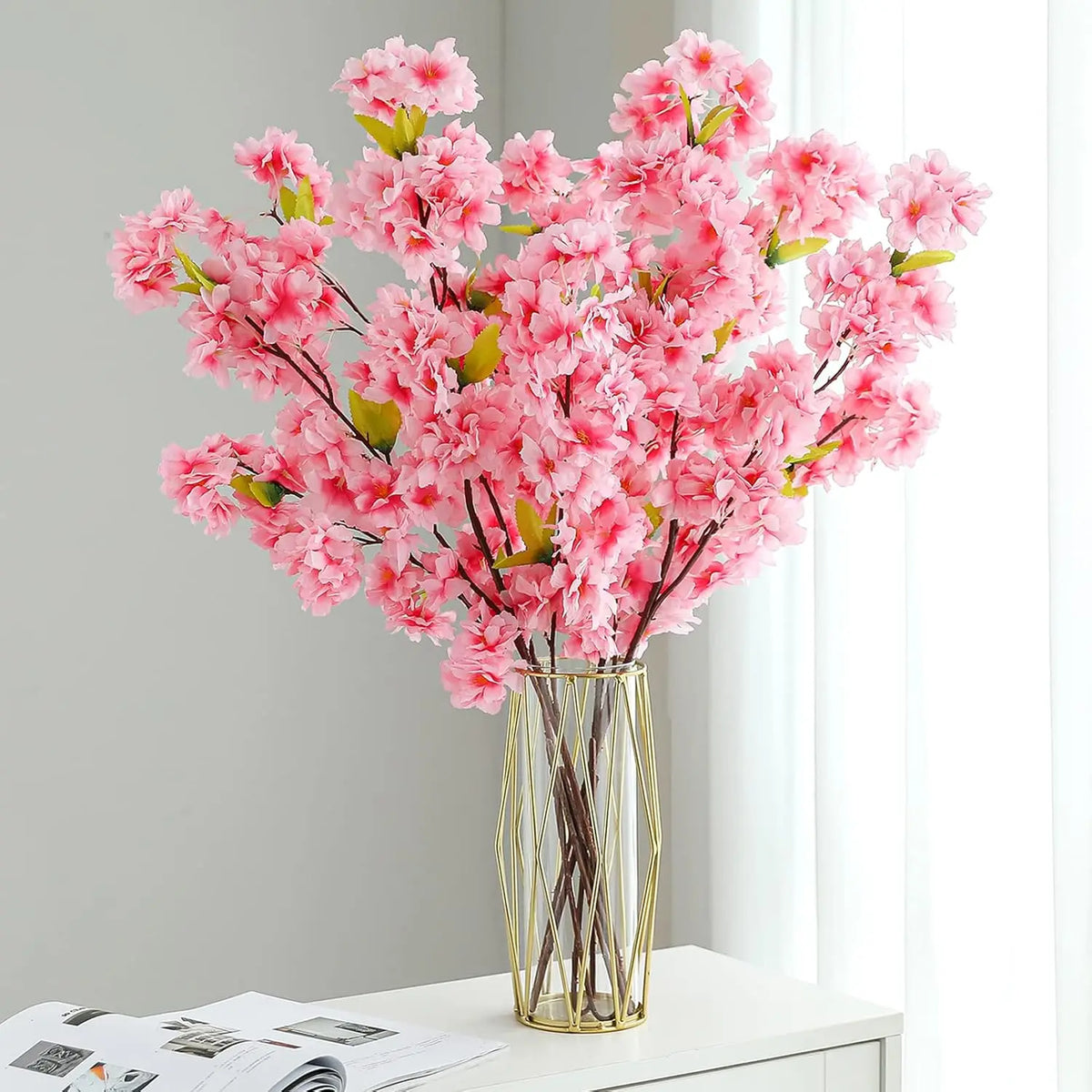 bouquet fleurs artificielles rose clair decoration intérieure moderne minimaliste occasion mariage anniversaire baby shower
