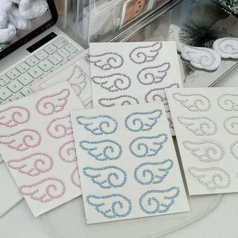 sticker decoratif ailes ange strass blanc rose bleu argent adhésif élégant décoration diy cadeau
