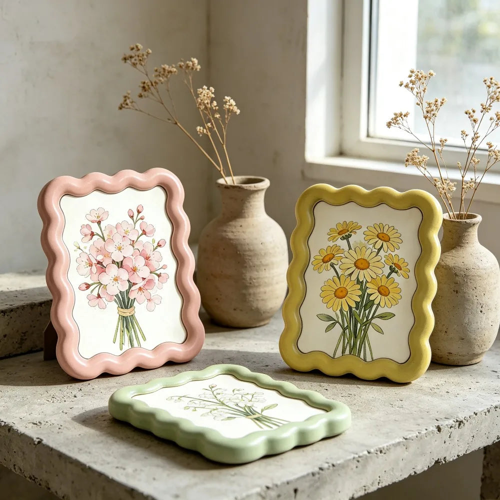 cadres décoratifs fleurs vintage romantique chrysanthèmes roses lys chambre salon maison