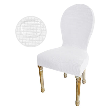 housse chaise moderne marron clair tissu carreaux fins salle manger banquet