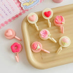 porte clés fleurs coeurs donuts rose blanc créatif mignon auto adhésif multifonctionnels