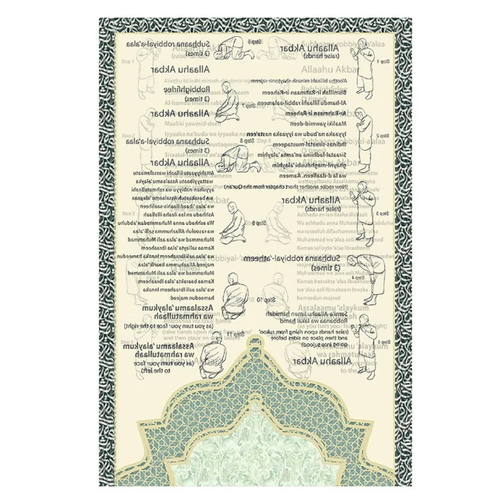 tapis prière islamique ornements géométriques motifs floraux calligraphie arabe polyester antidérapant voyage intérieur