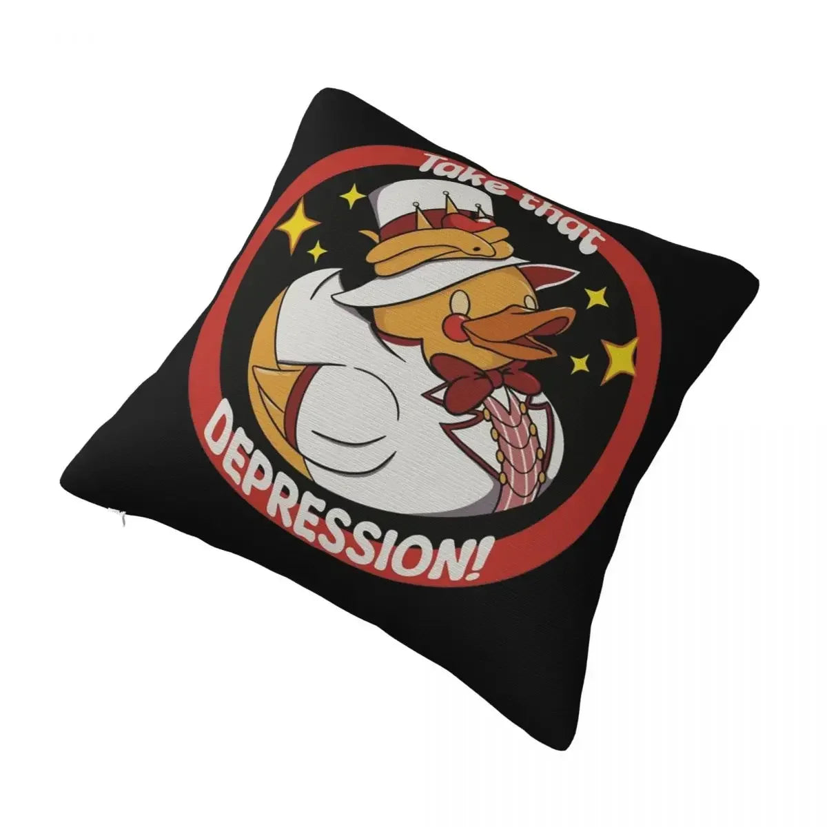 coussin carré noir canard chapeau épée zip invisible décoration chambre voiture 100 polyester imprimé