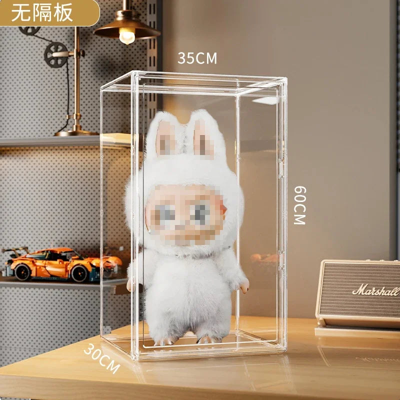 boîtes rangement transparentes grandes capacités figurines jouets acrylique minimaliste empilables plastique 45cm 60cm 40cm