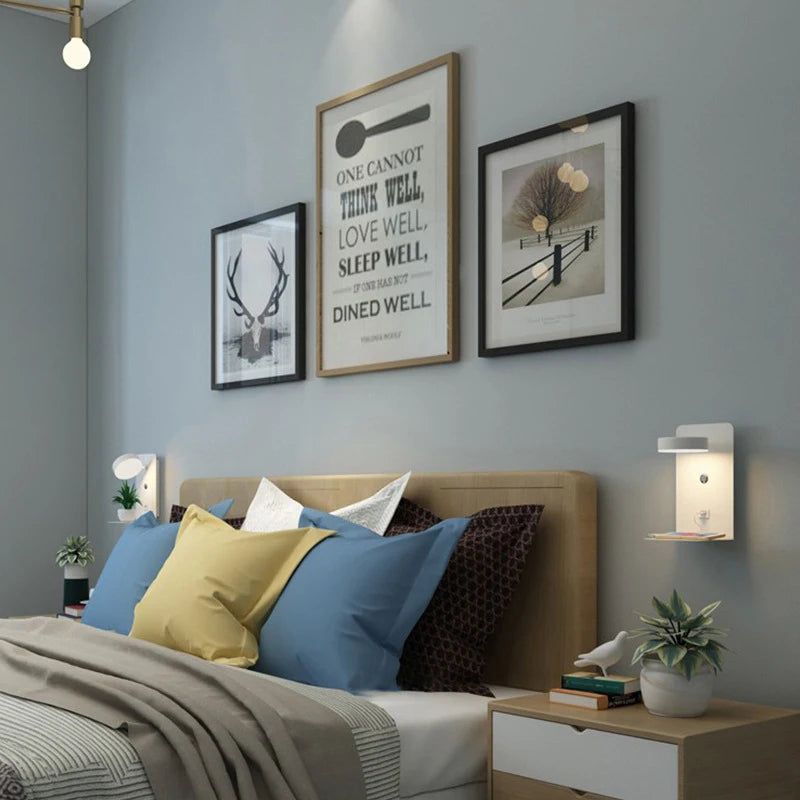 lampe murale moderne étagère usb noir blanc minimaliste chambre couloir