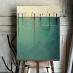 peinture l'huile contemporaine abstraite couleur bleu clair beige gris contemporain minimaliste sans cadre
