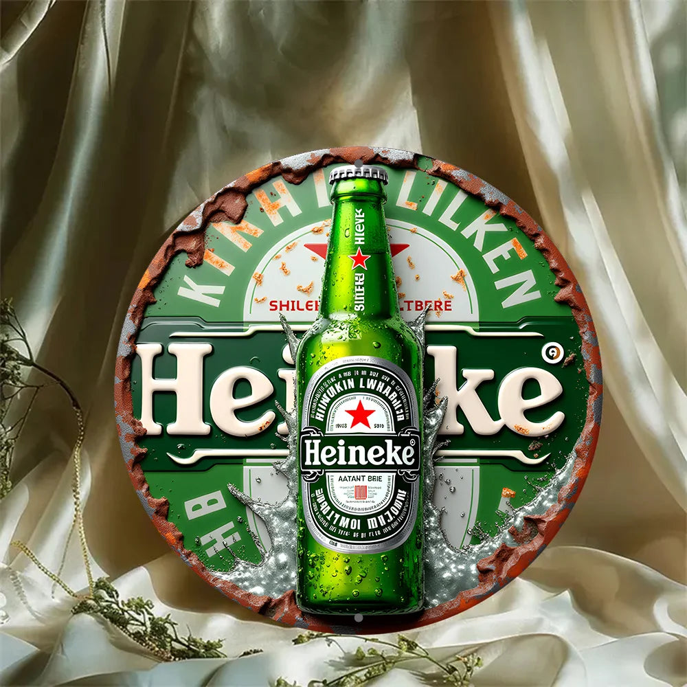 plaque métallique vintage logo heineken blanc vert rouge tekst kinh shilen brie aatant small