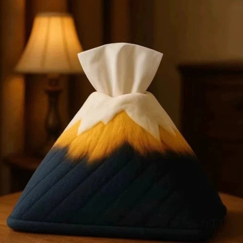 porte mouchoirs boîte montagne japonaise bleu foncé jaune blanche douce décoration intérieure mignonne ornement