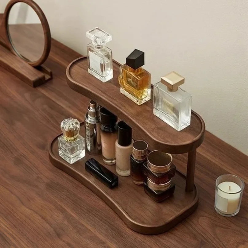 étagère bois moderne deux niveaux rangement miroir radio cactus fleur succulente bougiestylo bloc notes