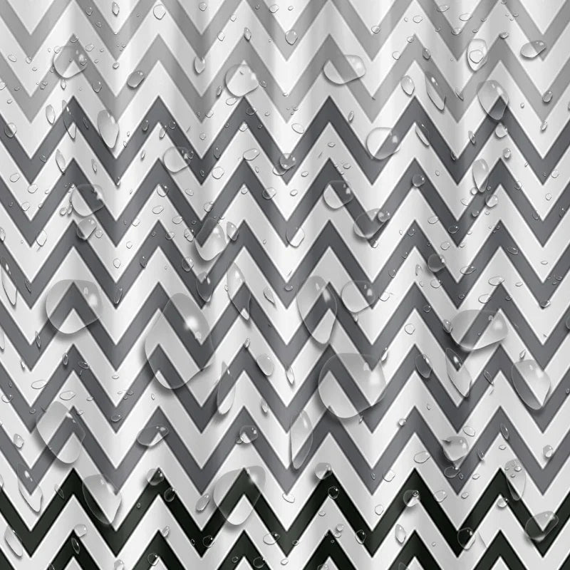 rideau douche moderne zigzag noir blanc eva relief anneau métallique 80x180cm