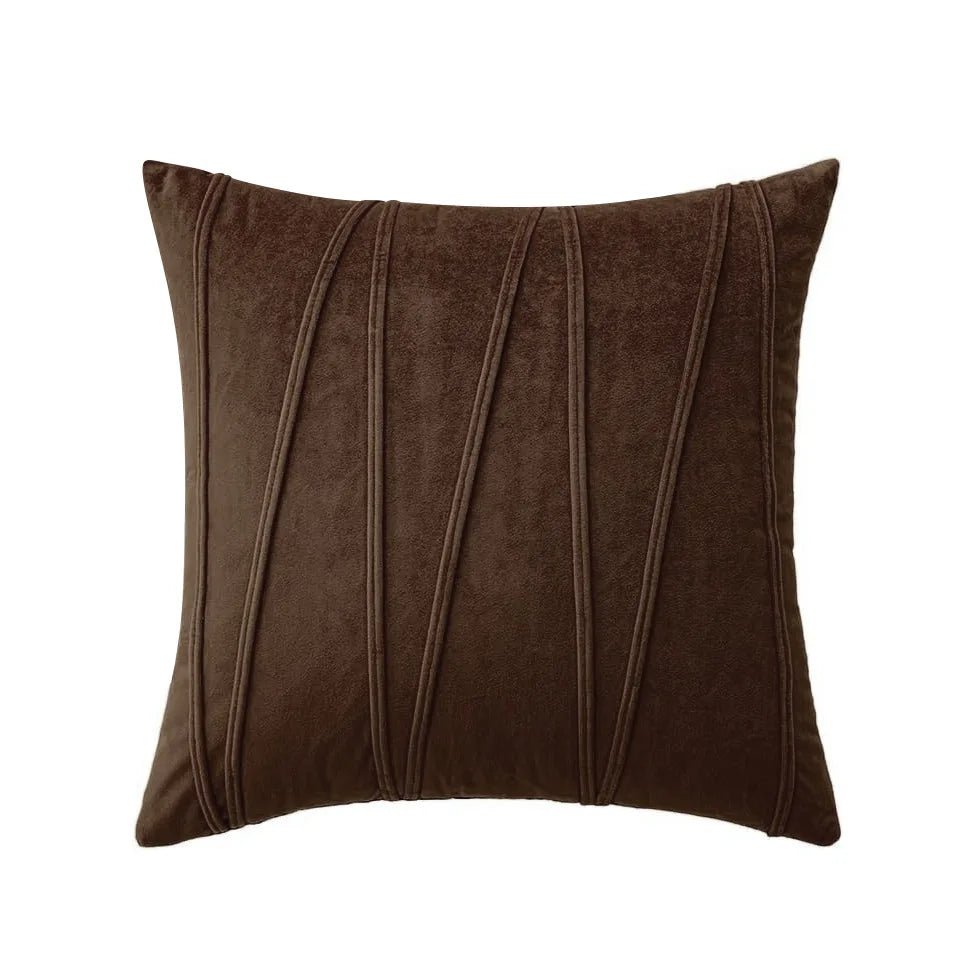 housse coussin décorative velours géométrique moderne carré beige marron gris vertical élégant