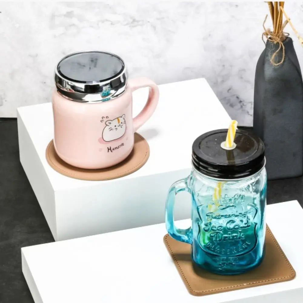 coasters simili cuir marron gris modernes antidérapants imperméables table marron clair marron foncé