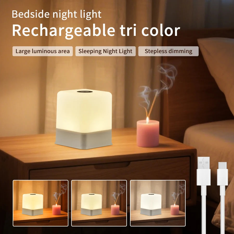 lampe chevet portable change couleur tactile 16 teintes charge usb moderne blanc gris