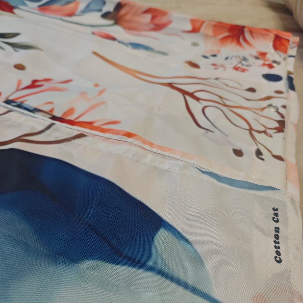 tissu brocart floral semi transparent respectueux environnement couleur blanche orangée bleue décoration