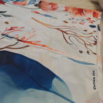 tissu brocart floral semi transparent respectueux environnement couleur blanche orangée bleue décoration