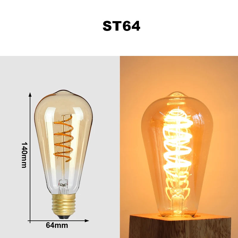ampoules led décoratives transparentes spirale dorée vintage éclairage chambre salon écolier e27