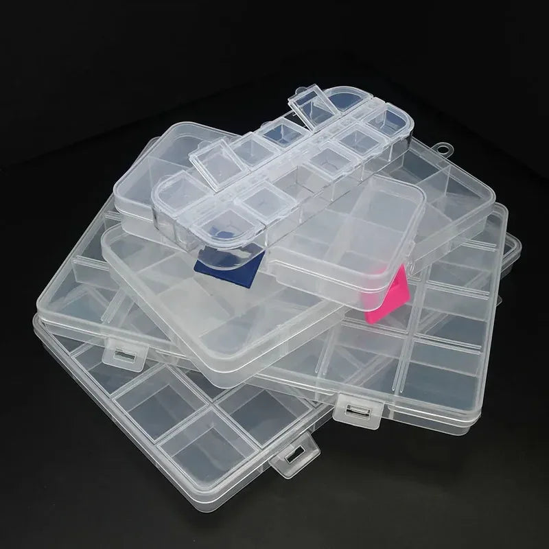 boîtes rangement transparentes modernes 10 compartiments 15 compartiments poignées bijoux fournitures artisanales
