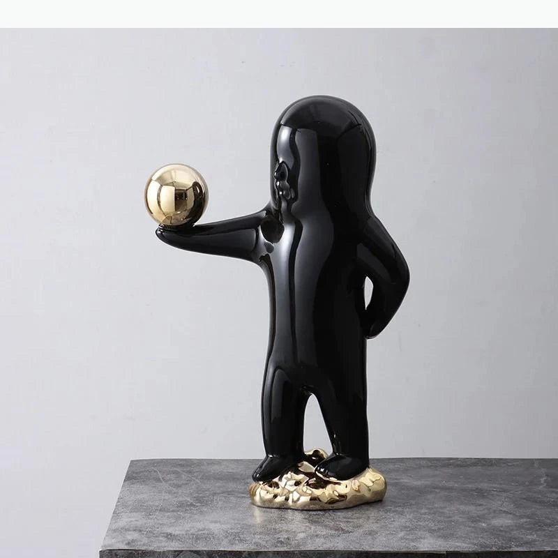 statue contemporaine ornement décoration noir blanc bleu matière organique