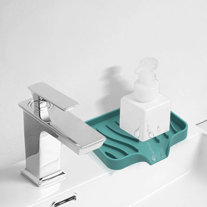 support savon silicone auto drainant adhésif moderne salle bain évier cuisine couleur unie