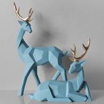 statuette cerf doré noir bleu blanc géométrique moderne ornement porte bonheur décoration intérieure transparent