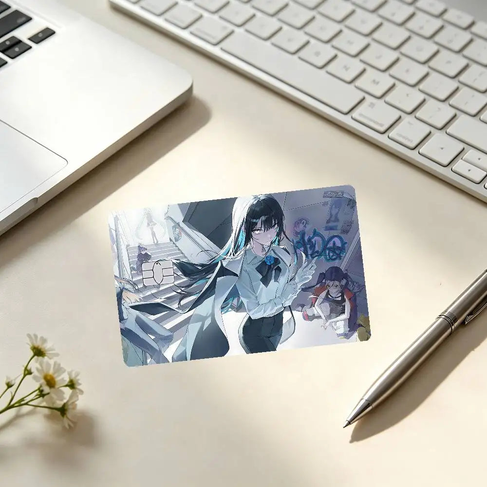 autocollants protection cartes credit dessin anime personnalisables adhésifs modernes bleu noir violet