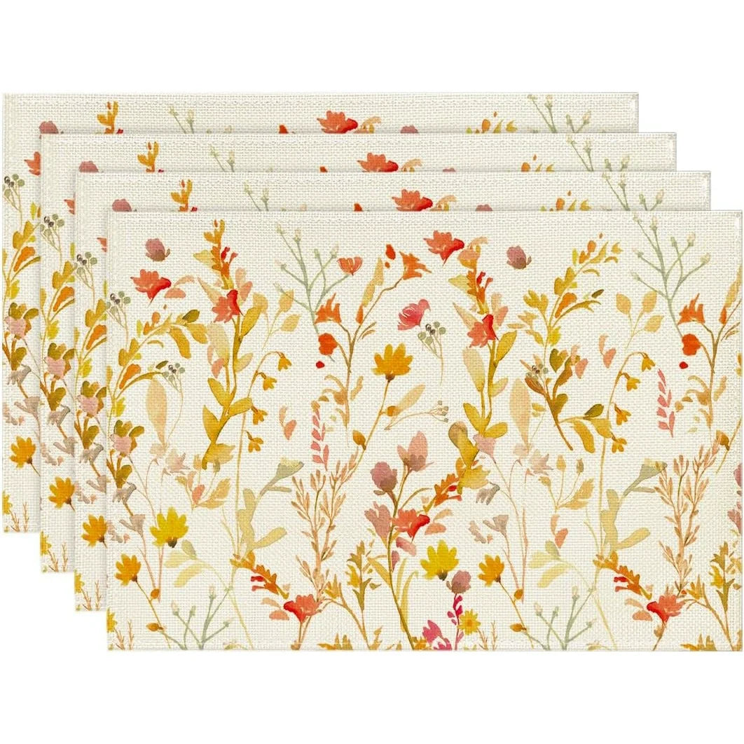 serviettes table classiques fleurs papillons beige rose vert naturel ThanksgivingDecoration