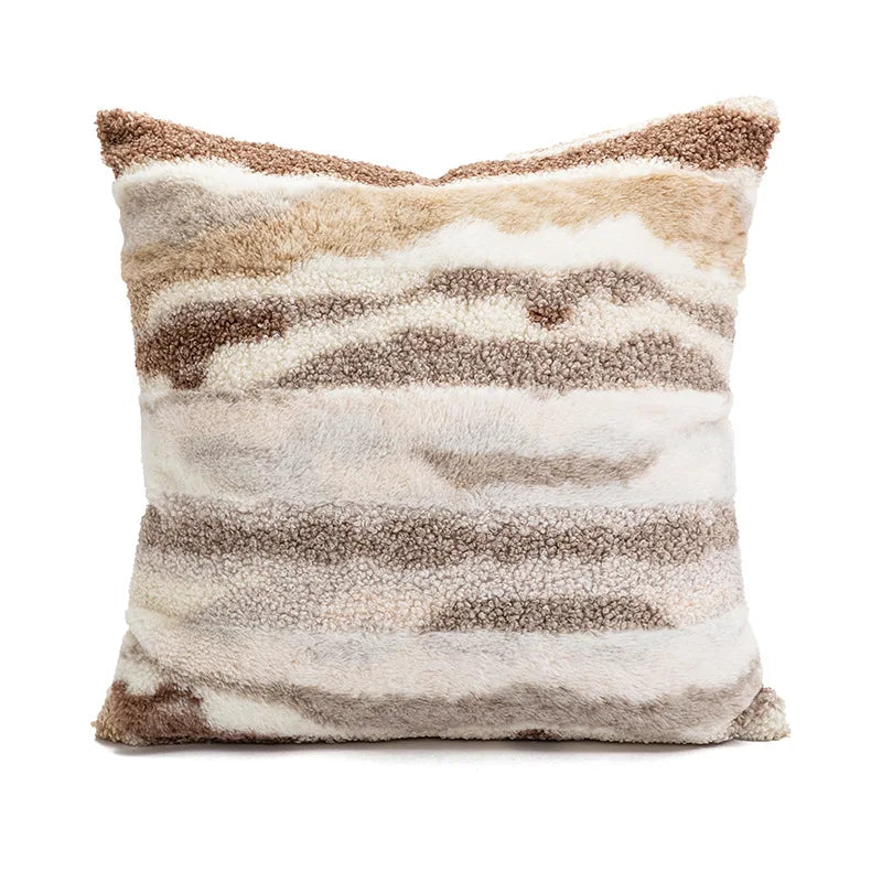 coussin patchwork marron carré moderne 45x45cm amovible lavable decoration maison