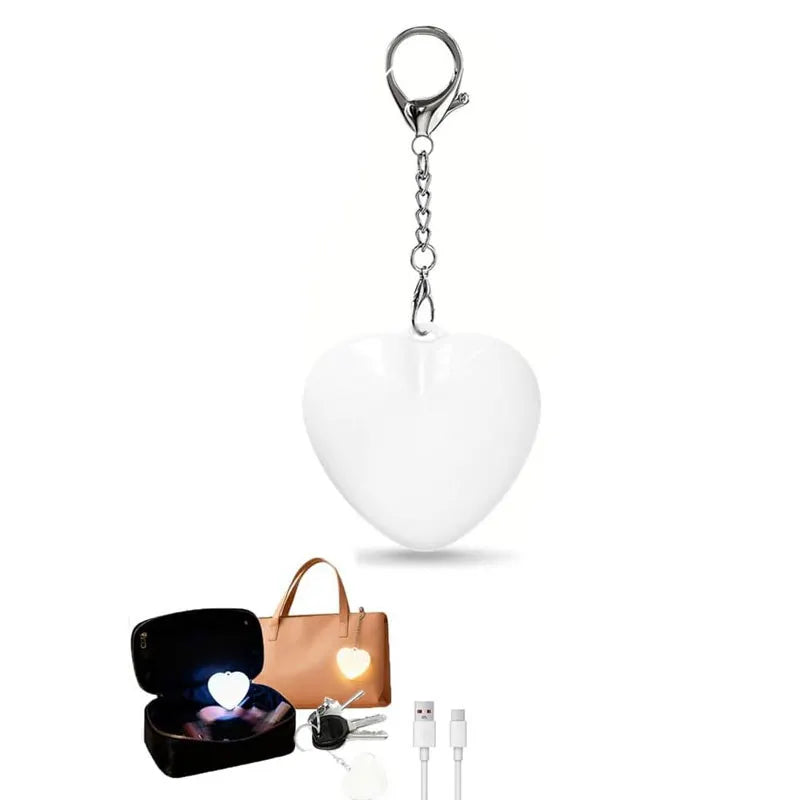 lampe led rechargeable sac main coeur blanche argentée capteur automatique
