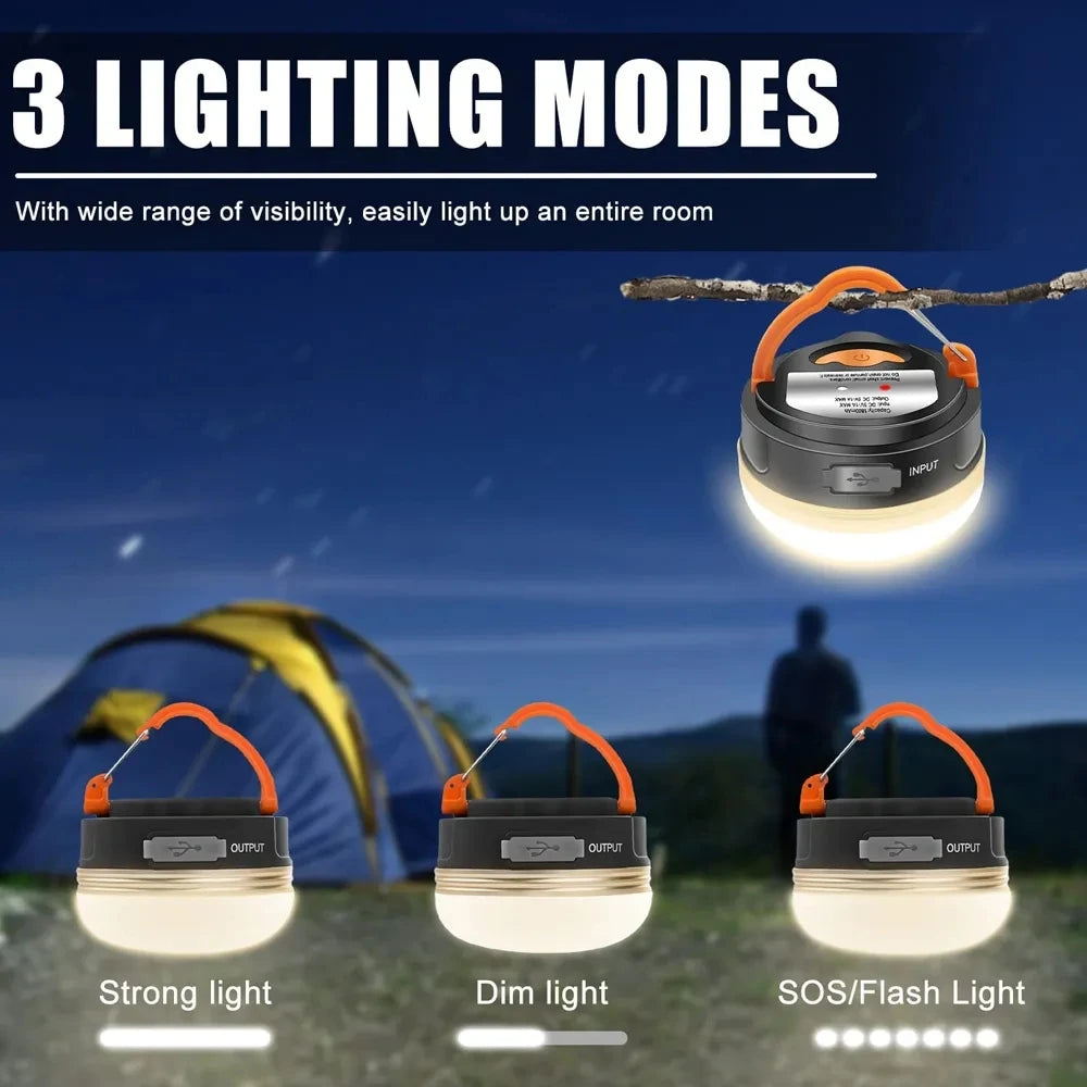 lampe camping portable rechargeable noir orange moderne pince carabine câble usb camping randonnée nocturne