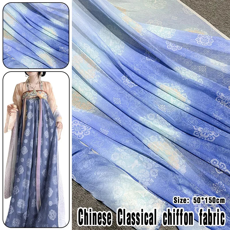 tissu polyester acrylique fleurs motifs floraux classique chinois haute absorption bricolage decoration 50x150cm aramide