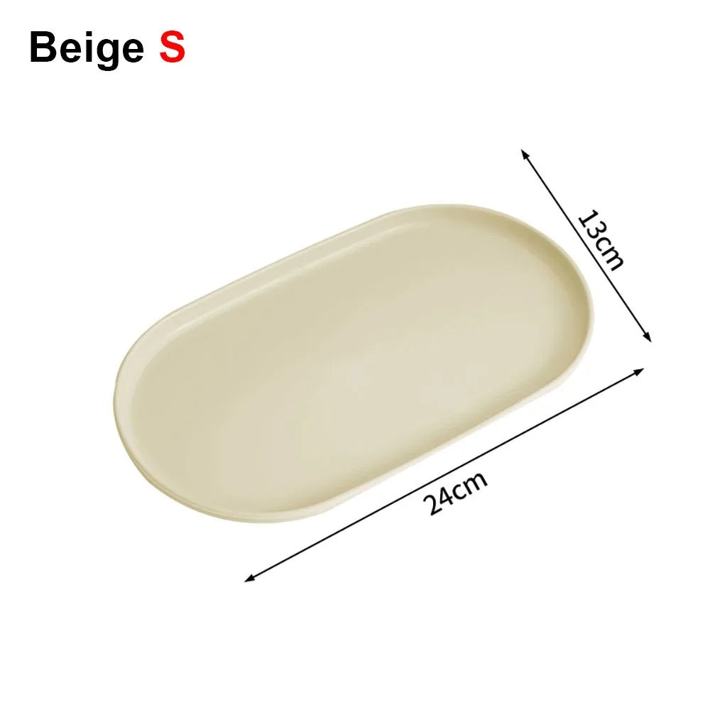 assiettes ovales modernes plastique beige marron blanc stockage cuisine plateaux rangement minimaliste