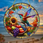 décoration extérieure oiseau verre soufflé art deco multicolore cordelette fleurs transparent