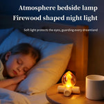 lampe led rechargeable effet flamme veilleuse moderne transparente base bois ambiance chambre portable camping