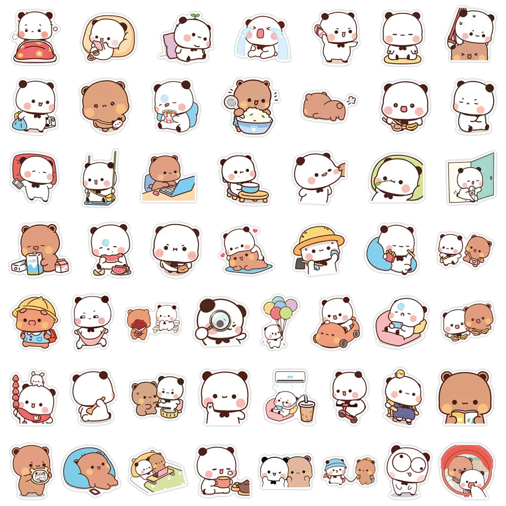 sticker kawaii mignon personnage divers expressions activités quotidiennes blanc rose vert