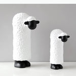 statues moutons blanc noirs texture laine faces lisses moderne accessoires decoration chambre enfants