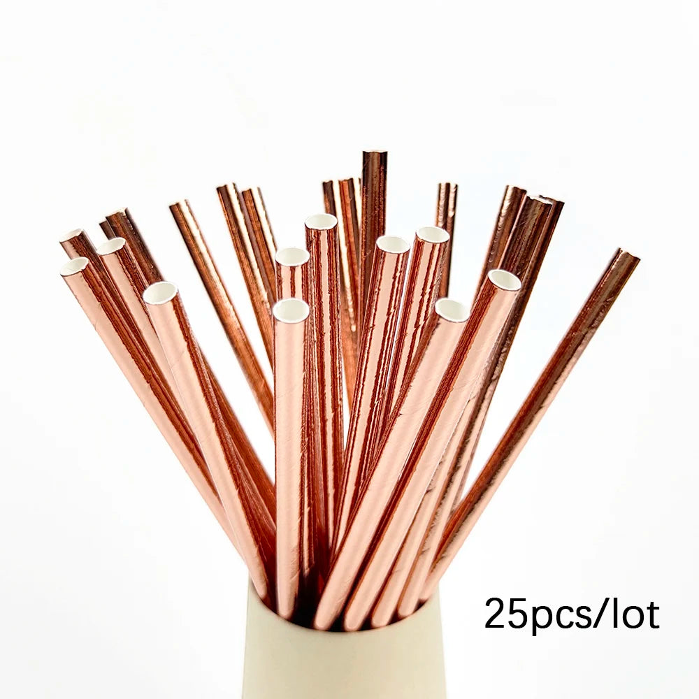 ensemble vaisselle jetable anniversaire rose gold assiettes serviettes gobelets pailles paillettes décoratif fête