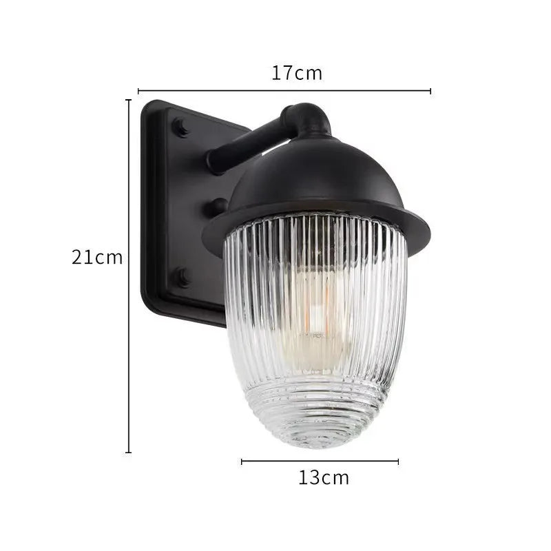 lampe murale transparente noir classique éclairage extérieur verre trempé rayures verticales électronique led vis