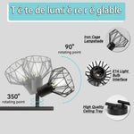 plafonnier led noir cage métallique industriel fixations vis salon chambre