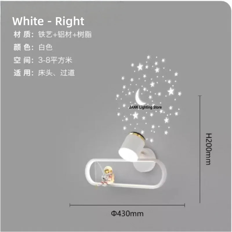 applique murale moderne aluminium noir blanc étoiles figurines chambre éclairage led mur fixations minimaliste