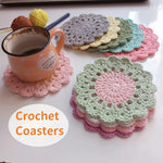 sous verres crochetés motifs floraux couleurs variées rustique fait main tapis tasse décoration bar