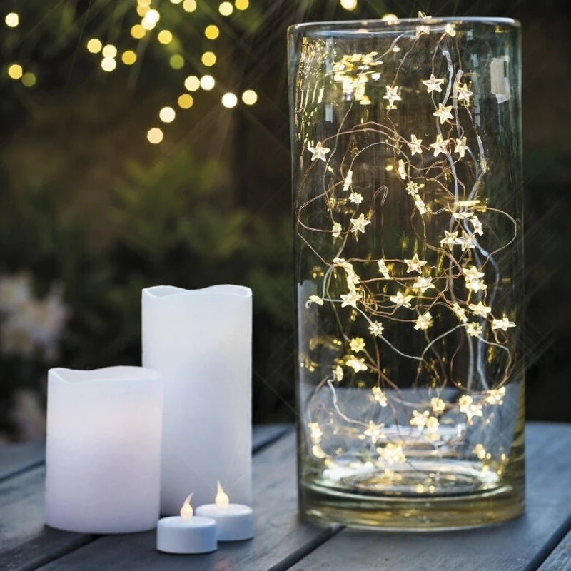 guirlande lumineuse étoiles dorées argentées 6m batterie usb noël moderne