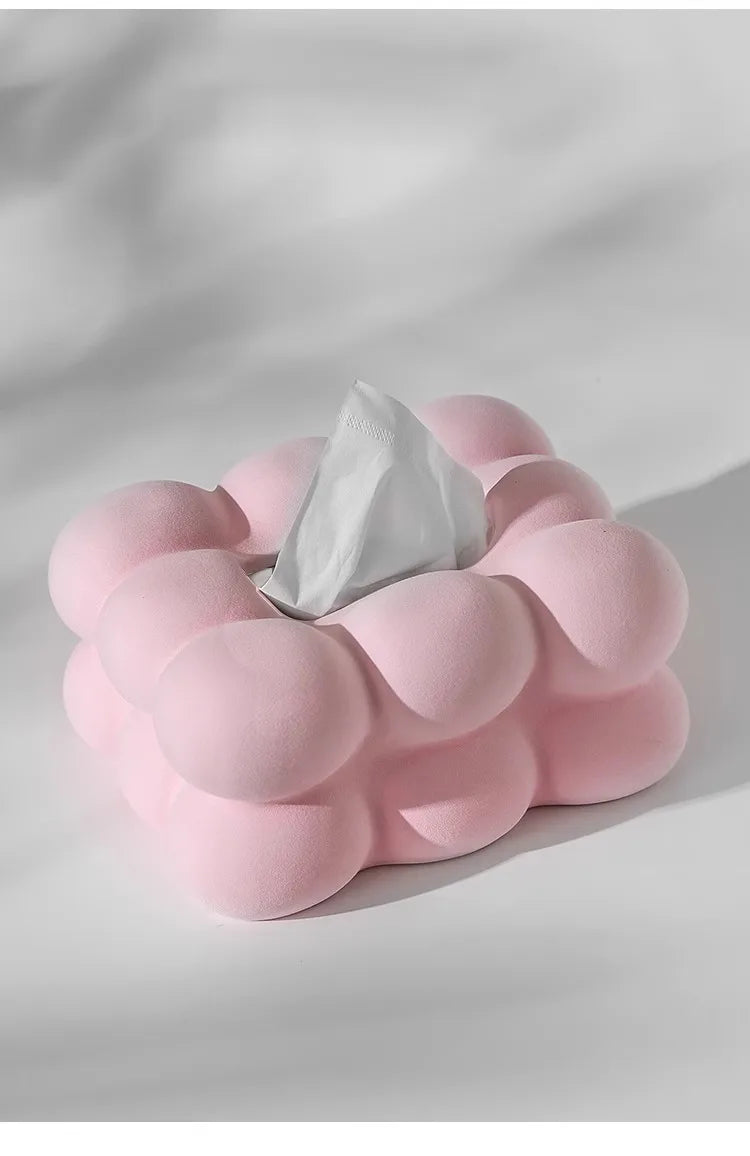 boîte mouchoirs céramique velours moderne vert olive rose clair beige